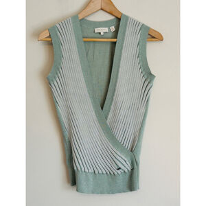Ted Baker Mint Green Sparkly Ribbed Knit Top XS